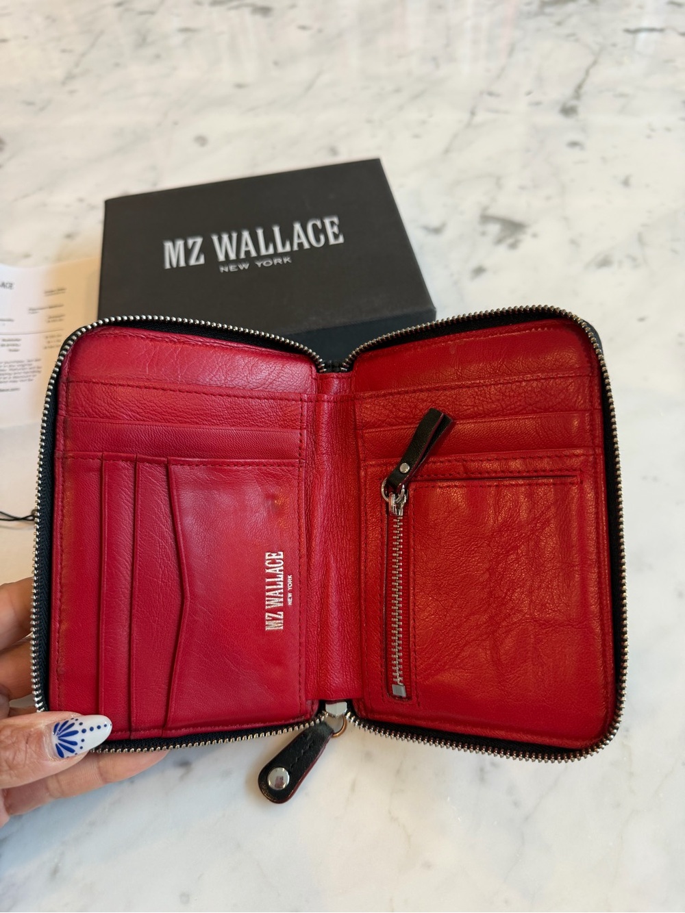 Preowned MZ Wallace Quilted small Zip Wallet in Black - Picture 4 of 7